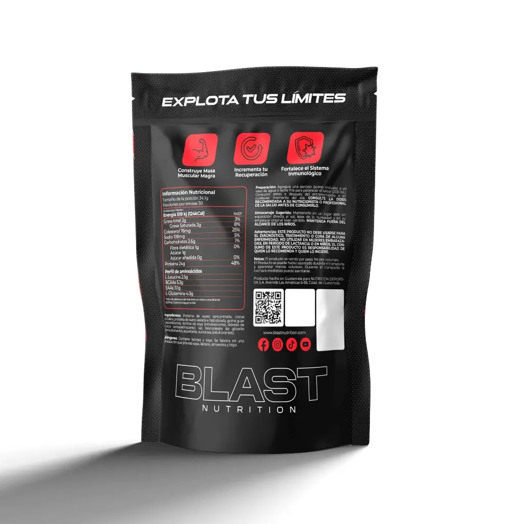 Proteína Whey en Polvo Blast Nutrition Guatemala Chocolate Back.webp