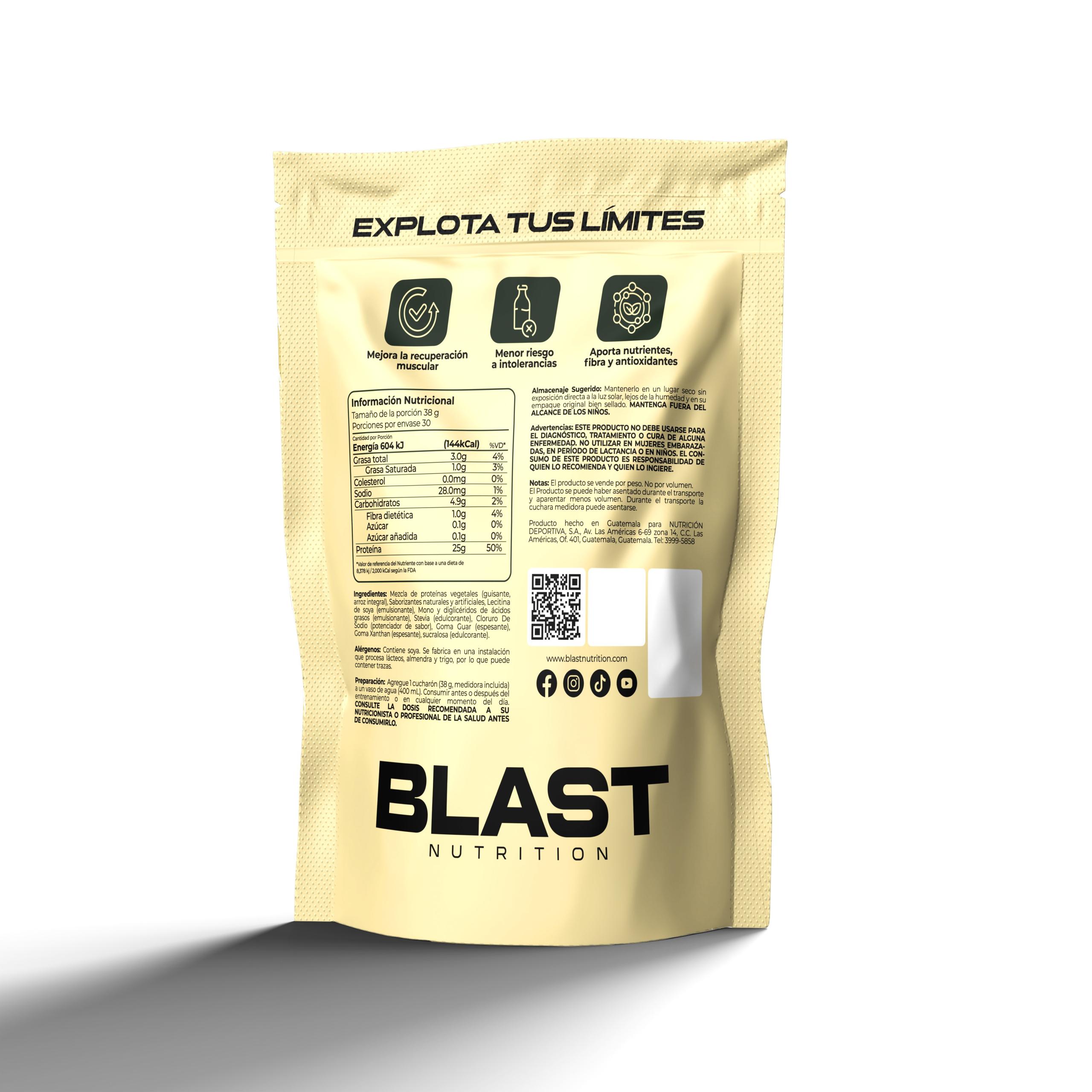 Proteina Vegana en Polvo Vainilla Blast Nutrition Guatemala Back